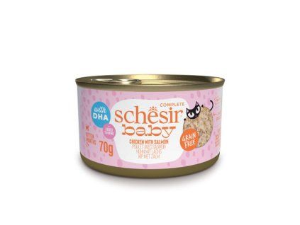 Schesir Baby&Mačiatko - Kuracie s lososom vo vývare 70g