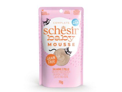 Schesir Baby&Mačiatko Mousse - losos s kuracím mäsom pena 70g