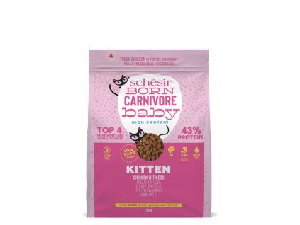 Schesir Cat Born Carnivore Mačiatko - Čerstvé kuracie s vajcom 255g