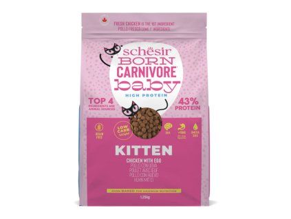 Schesir Cat Born Carnivore Mačiatko - Čerstvé kuracie s vajcom 1,25kg