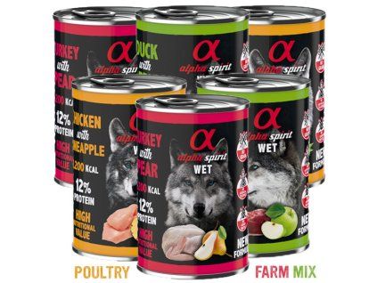 Alpha Spirit Dog Wet Poultry Farm Mix 6x400g