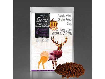 fresh farm gf natural dog food adult mini venison sweet potatoes 2kg