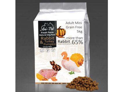 fresh farm gf natural dog food adult mini rabbit turkey 5kg