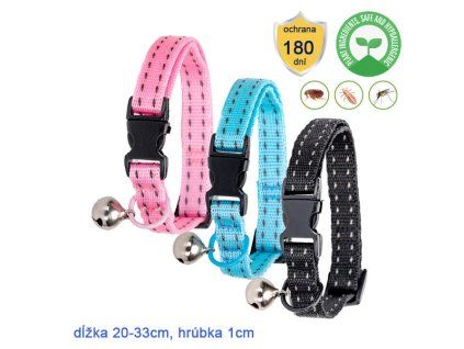 Antiparazitný nylónový obojok Nobleza pre mačku 20-33cm