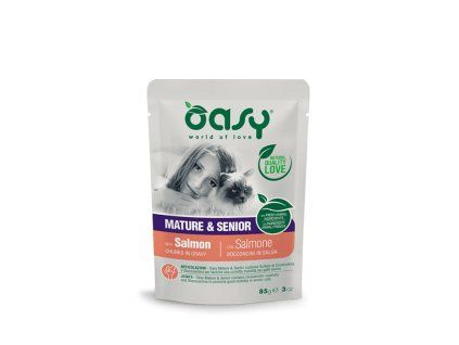Oasy Cat Chunks in Gravy Senior Salmon 85g