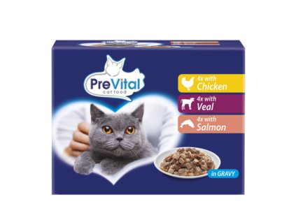 Prevital Adult chicken veal salmon in gravy 12x100g