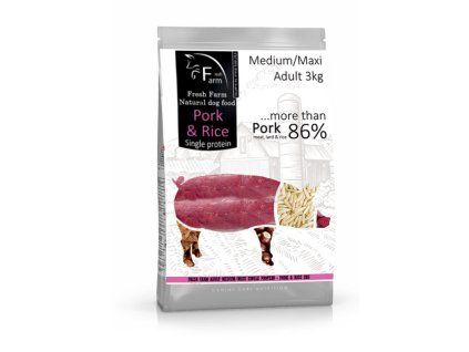 Fresh Farm Adult Medium&Maxi Single Protein - Pork & Rice 3kg