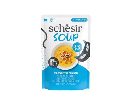 Schesir Cat Soup Tuniak a kalmar 40g