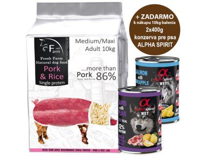 Fresh Farm Adult Medium&Maxi Single Protein - Pork & Rice 10kg