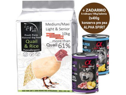 Fresh Farm Light&Senior Medium&Maxi - Quail & Rice 10kg