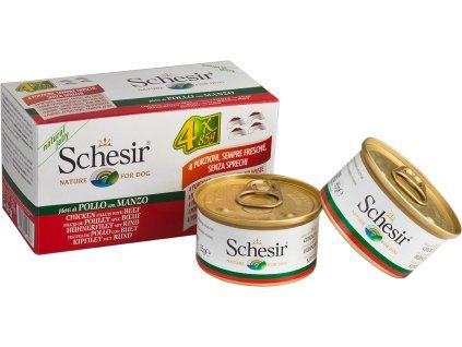 Schesir Dog Multipack - kuracie s hovädzím 4x85g