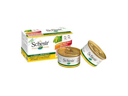 Schesir Dog Multipack - Kuracie so šunkou 4x85g