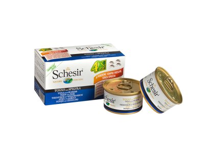 Schesir Dog Multipack - Tuniak s morským vlkom 4x85g