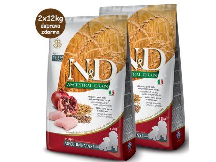 Farmina N&D Dog LG Puppy Medium&Maxi Chicken & Pomegranate 2x12kg