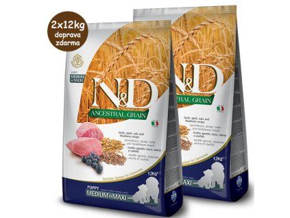 Farmina N&D Dog LG Puppy Medium&Maxi Lamb & Blueberry 2x12 kg