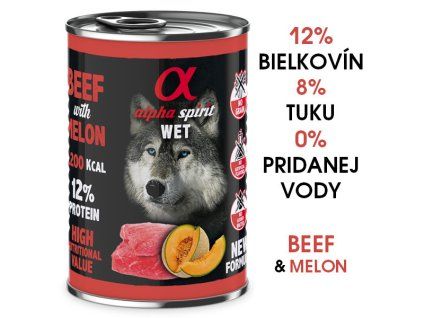 Alpha Spirit Dog Wet Beef & Melon 400g