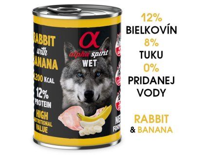 Alpha Spirit Dog Wet - Rabbit & Banana 400g
