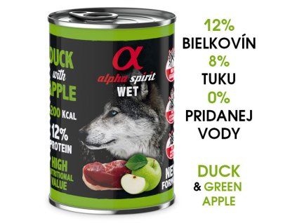 Alpha Spirit Dog Wet  - Duck & Green Apple 400g