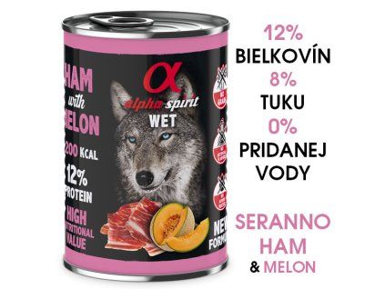 Alpha Spirit Dog Wet - Ham & Melon 400g