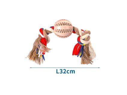 Bavlnené lano s 2 uzlami Nobleza - 32cm (béžové)