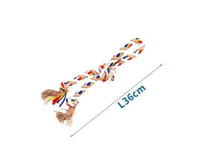 Bavlnené lano s 3 uzlami Nobleza - 36cm (béžové)
