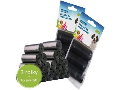 Sáčky na exkrement Nobleza 3 rolky - čierne (3x15ks)
