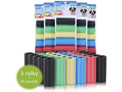 Sáčky na exkrement Nobleza 3 rolky - farebné (3x15ks)