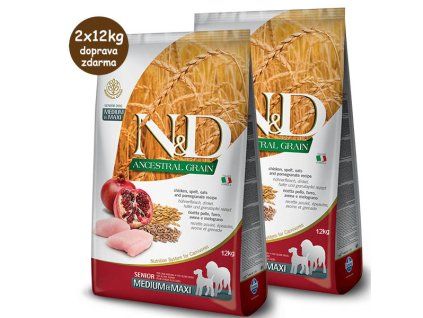 Farmina N&D dog LG Senior Medium&Maxi Chicken & Pomegranate 2x12kg