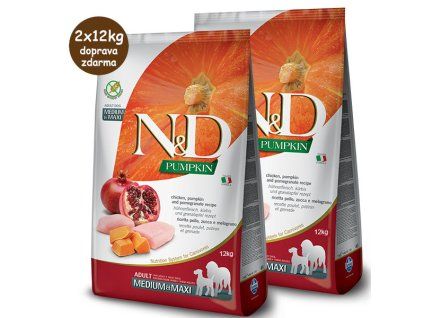 Farmina N&D Pumpkin Adult Dog Medium/Maxi - Chicken & Pomegranate 2x12kg