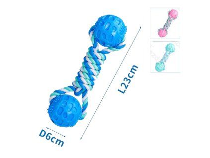 Bavlnené lano s 2 loptami Nobleza - 23cm (farebné)