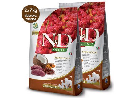 N&D GF Quinoa Dog Skin&Coat Venison & Coconut 2 x 7kg