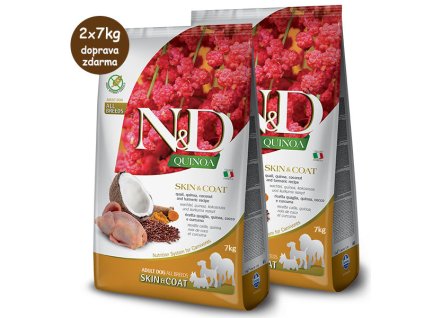 N&D GF Quinoa Dog Skin&Coat Quail & Coconut 2 x 7kg