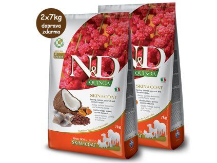 N&D GF Quinoa Dog Skin&Coat Herring & Coconut 2 x 7kg