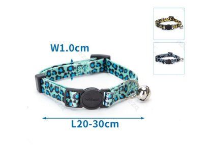 Leopardí obojok Nobleza nylón pre mačku - Safety lock