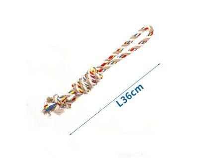 Bavlnené lano s 2 uzlami Nobleza - 36cm (béžové)