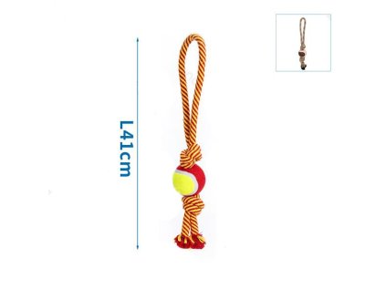 Bavlnené lano s loptou - 41cm (červené/hnedé)