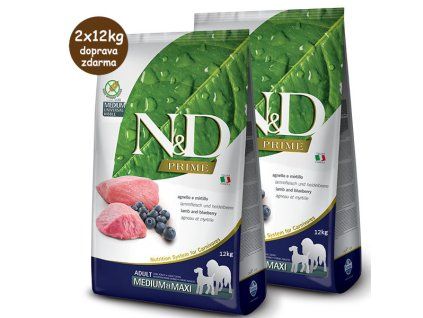 Farmina N&D Dog Prime Adult Medium & Maxi Lamb & Blueberry 2x 12kg