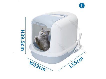 Krytá toaleta pre mačky Nobleza L - modrá