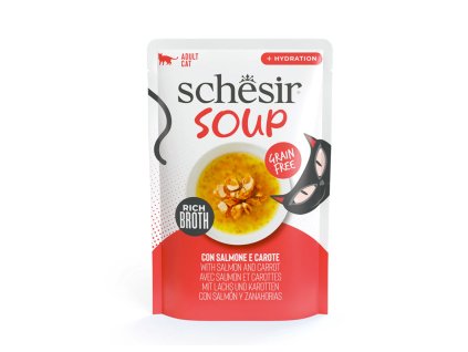 Schesir Cat Soup Ruzovy losos a mrkva 40g