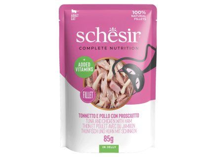 Schesir CB Wet Tuniak, kura a sunka v želé kapsicka 85g