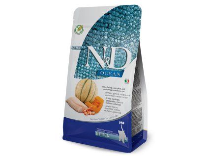 Farmina N&D Mačiatko OCEAN Pumpkin GF Cod, Shrimp & Cantaloupe Melon 5kg