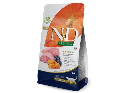Farmina N&D Cat Pumpkin GF Adult Neutered Lamb & Blueberry 5kg