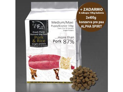 Fresh Farm Pre štenatá a mladých psov Single Protein Medium&Maxi - Pork & Rice 10kg