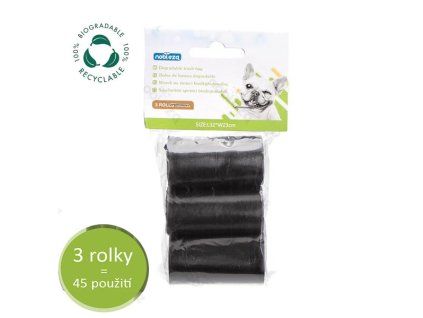 Oxo-bio rozložitelné sáčky na exkrement Nobleza 3 rolky - čierne 3x15ks
