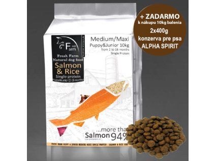 Fresh Farm Pre štenatá a mladých psov Single Protein Medium&Maxi - Salmon & Rice 10kg