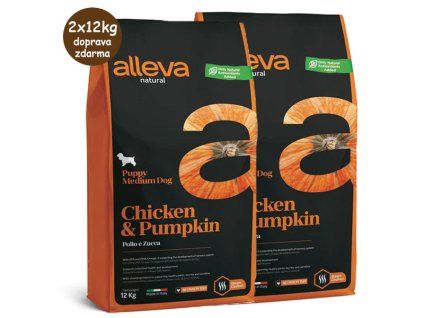 Alleva Natural Dog Puppy Medium Chicken & Pumpkin 2x12kg