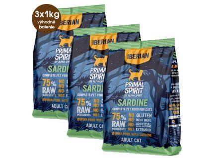 Primal Spirit Iberian Adult Cat 75% Sardine 3kg