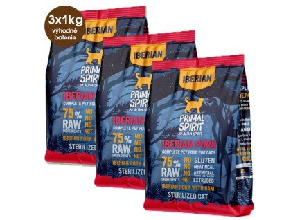 Primal Spirit Iberian Sterilized Cat 75% Pork with Ham 3kg