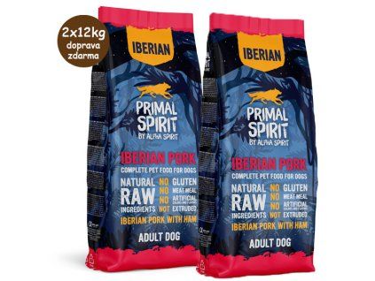 Primal Spirit Dog 70% Iberian Pork with Ham 2x12kg
