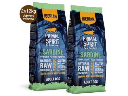 Primal Spirit Dog 70% Iberian Pork with Sardine 2x12kg
